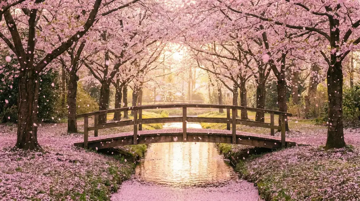 樱花桥畔 - 8090kk 唯美风景